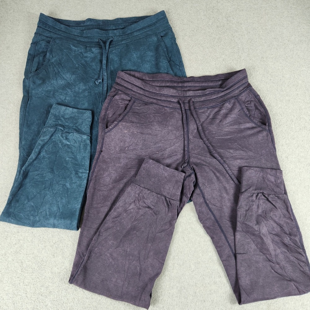 32 Degrees Heat Joggers Pants Womens Small Teal Purple Acid Wash Soft Lot Of 2